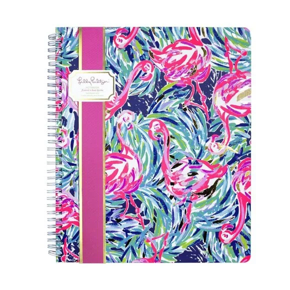 Lilly Pulitzer Flamingo Large Hardcover Spiral Notebook, 11" x 9.5" New - Picture 2 of 7
